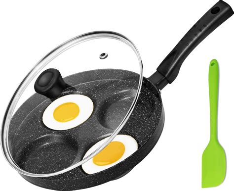 Mylifeunit Egg Frying Pan 4 Cup Nonstick Fried Egg Pan Aluminum Egg Cooker Pan