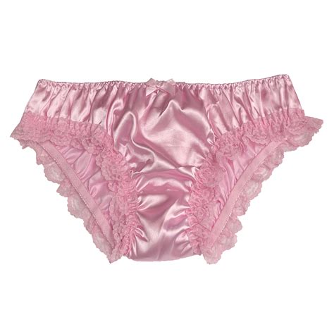 Satin Lace Frilly Sissy CDTV Full Panties Knicker Briefs Underwear Size