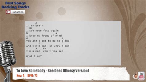 To Love Somebody Bee Gees Bluesy Version Vocal Backing Track With