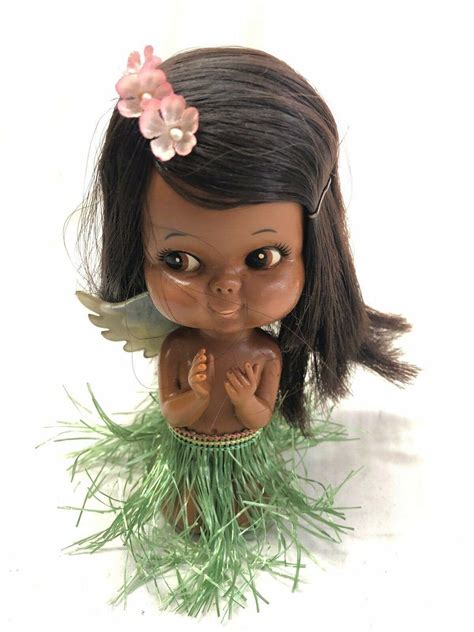 Vintage Hawaiian Hula Girl Kneeling Rubber Doll Japan Angel 3243052748