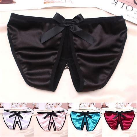 Grkn Women Silk Satin Crotchless Thong G String Panties Lingerie Underwear Briefs Shopee
