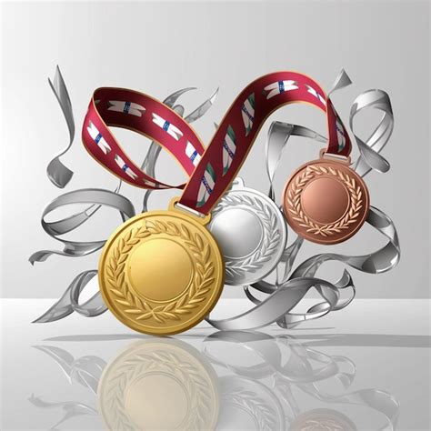 Shape Medals In Three Colors Gold Silver And Bronze Medal In