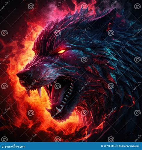 A Gorgeous Light Painting Nightmare Wolf High Contrast Detailed Fantasy