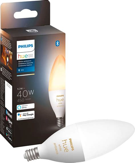 Philips Hue E12 Bluetooth 40W Smart Candelabra LED Bulb White Ambiance