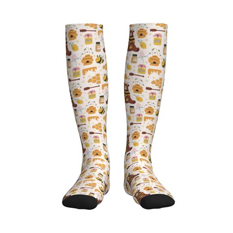 Pofeuu Cute Bee Honey Jar Hive Bear Print Compression Socks For Women