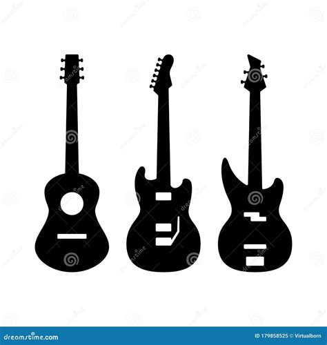 Guitar Silhouettes. Musical Instruments Black Symbols Acoustic And Rock ...