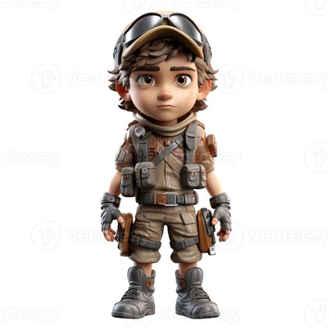 Ai Generated 3d Illustration A Young Soldier On Isolated Transparent