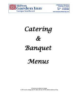 Fillable Online Catering Banquet Menus Hilton Fax Email Print