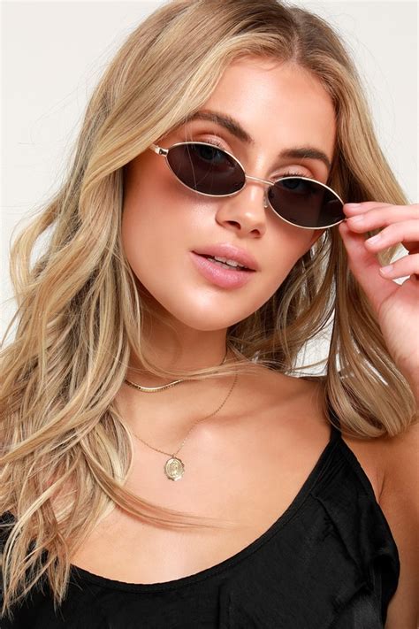 Cool Gold And Black Sunglasses Oval Sunglasses Sunnies Lulus