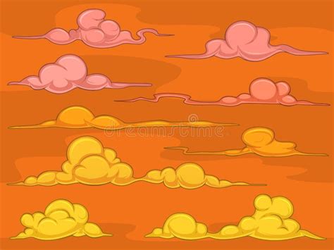 Sunset Cartoon Clouds Stock Vector - Image: 60764884