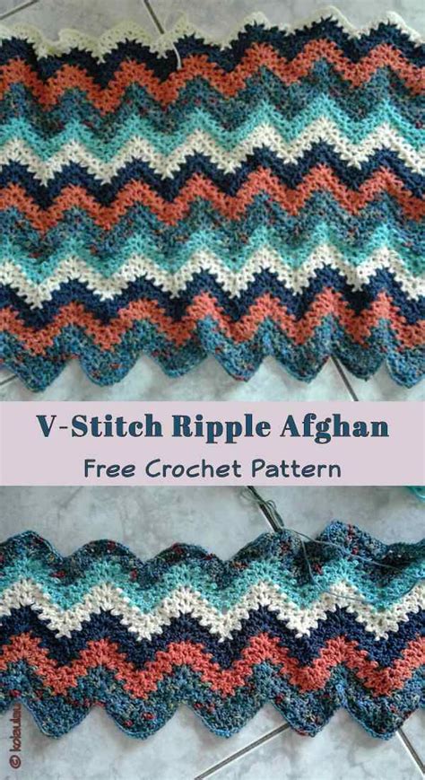 V Stitch Ripple Afghan Free Crochet Pattern Crochet Ripple Pattern Crochet Edging Patterns