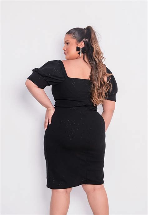 Vestido Plus Size Malha Glitter