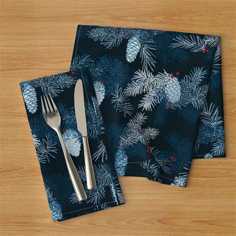 Christmas Dinner Napkins Set Of 2 Winter Pines De Etsy