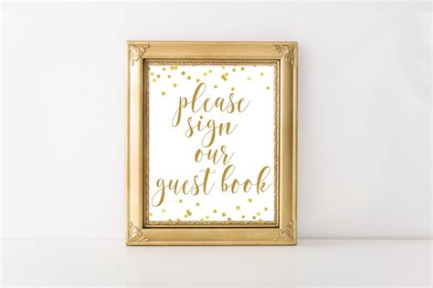 Please Sign Our Guest Book Sign Gold Confetti Printable