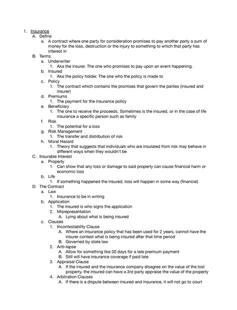 Ch 51 Insurance Law - ch 51 rebecca davis uky notes - Insurance A