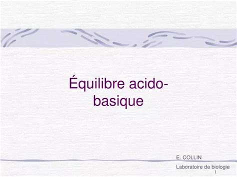 PPT Équilibre acido basique PowerPoint Presentation free download