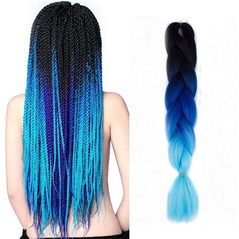 Pcs Jumbo Braids Hair Ombre Black Blue Synthetic Braiding Hair