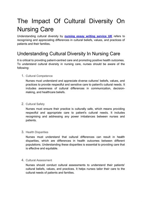 The Impact Of Cultural Diversity On Nursing Care Pdf