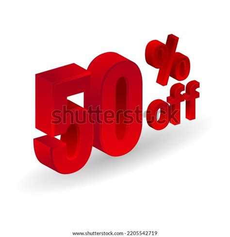 3d Shiny Red Discount Collection 50 Stock Vector Royalty Free