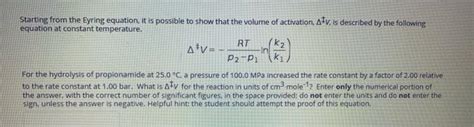 Solved Rt K Starting From The Eyring Equation It Is Chegg