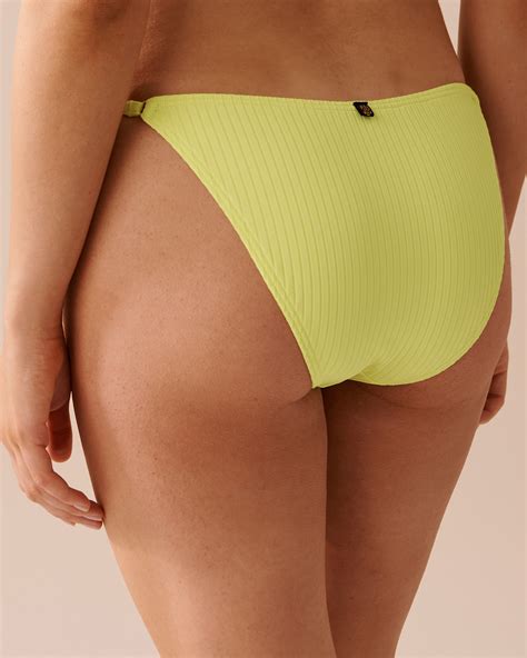 LIME Textured Adjustable Side Brazilian Bikini Bottom Lime La Vie