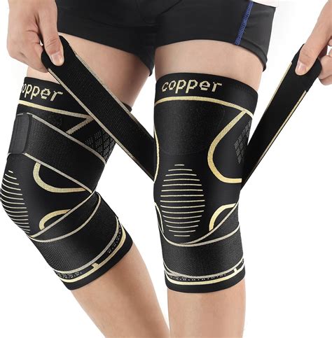 Copper Knee Braces With Strap For Knee Pain Women And Men2 Pack Knee