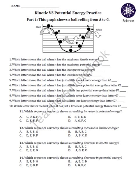 Kinetic And Potential Energy Worksheets For 6th Grade Teaching Energy