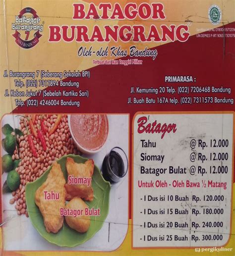 Selalu Diperbarui Menu Batagor Burangrang Buah Batu Bandung