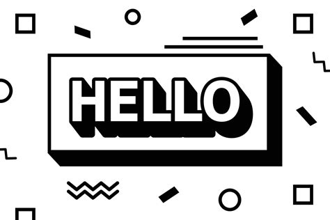 Hello Banner Poster Concept Bubble Speech Geometric Black And