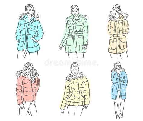 Vector Hand Drawn Sketch Of Winter Jackets Illustration On White