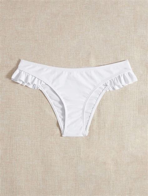White Ruffled Bikini Bottom Women S Fashion Swimwear Bikinis