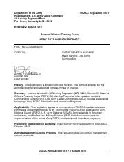 Usacc Regulation Pdf Department Of The Army Headquarters U S