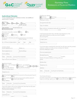 Fillable Online Hardship Form Statement Of Financial Position Fax Email