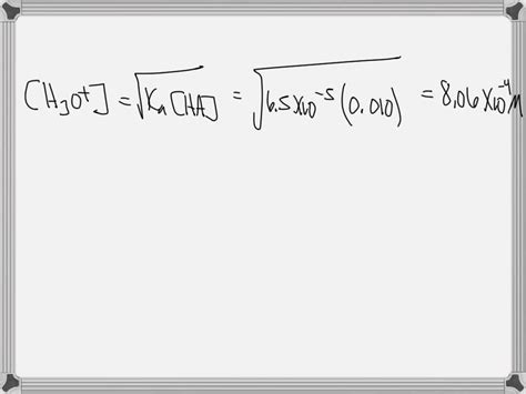 Solved The Ka For Benzoic Acid Is 6 5 X 10 5 Calculate The Ph Of A 0 010 M Benzoic Acid