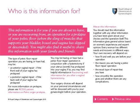 Information For You After A Pelvic Floor Repair Operation