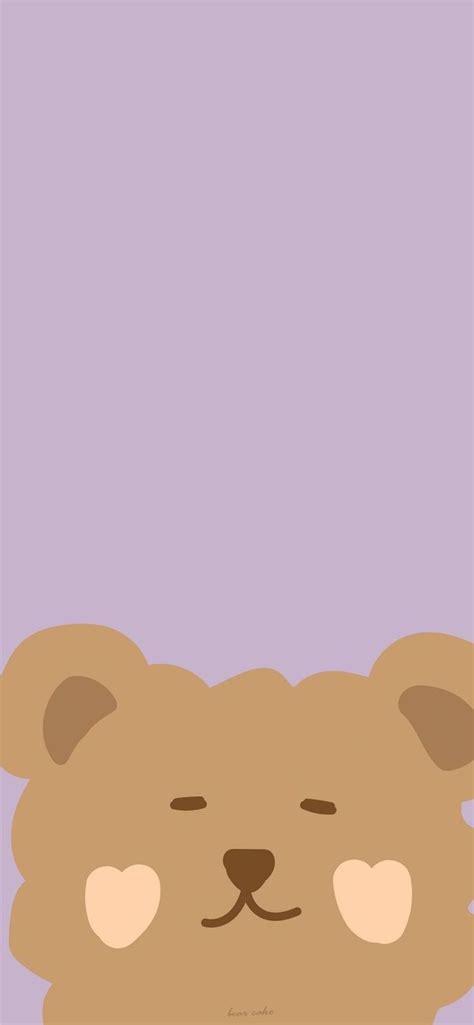 A Brown Teddy Bear Sitting On Top Of A Purple Floor Next To A Pink Wall