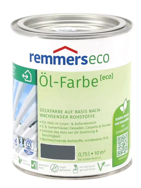 5L REMMERS ÖL FARBE Eco Deckfarbe basaltgrau Ral7012 BEULE