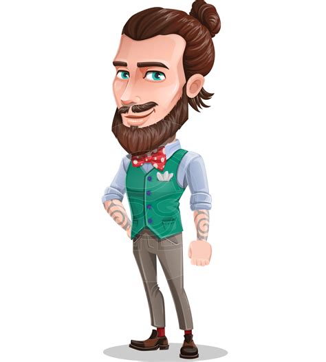 Guy With Man Bun Cartoon Vector Character Graphicmama