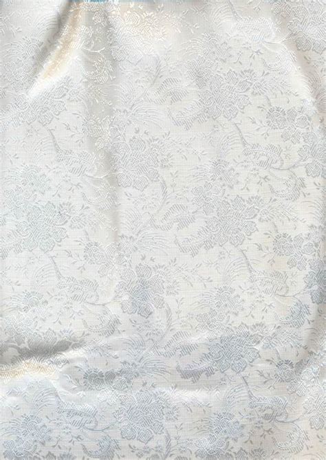 Silk Brocade Jacquard Fabric White Bro