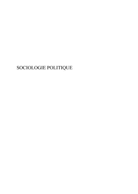 Sociologie Politique Notes De Cours Sociologie Politique Chapitre