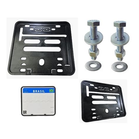 Suporte Placa Moto Moldura Medida Mercosul Contran Parafusos Cg Titan