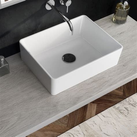 Lavabo Sobre Encimera Rectangular X Cer Mica Blanca Modelo Nicole