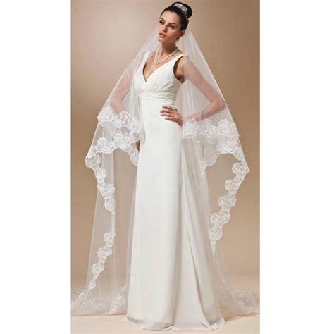 Voile Mariage M Een Layer Lace Edge Wit Ivoor Ka Grandado