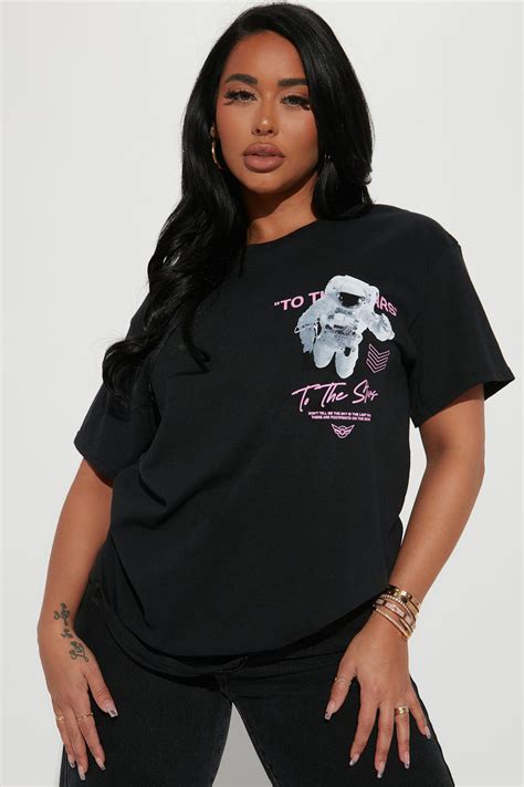 To The Stars Front And Back Screen Tee Black Fashion Nova Screens Tops And Bottoms