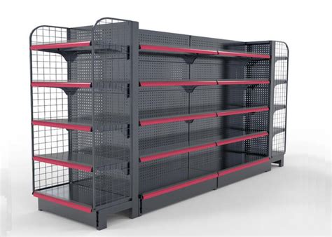 Metal Supermarket Gondola Shelving Heavy Duty Commercial Display Racks