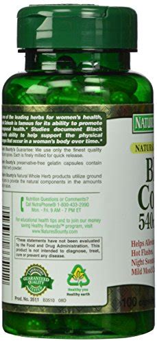 Natures Bounty Black Cohosh Root Pills And Herbal Health Supplement