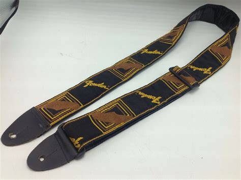 Fender Vintage Guitar Strap Embroidered Ace 70s Style Black Brown Gold