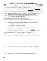 Stoichiometry Limiting Reactant Practice Problems For Chemistry