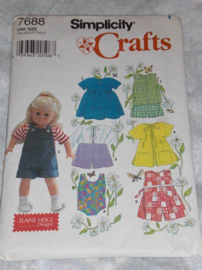 Simplicity 7688 Doll Clothes Pattern For 18 Doll Free Us Shipping