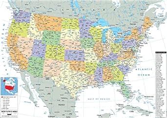 Fully Laminated United States Usa Map Poster Wall Art A X Cm